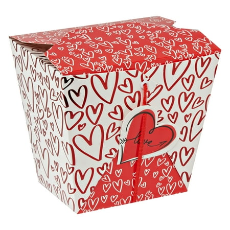 WAY TO CELEBRATE! Heart Valentine's Day Multi-color Paper Takeout Gift Box, 7.24"