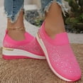 thumbnail image 7 of Bling Sneakers,Wedge Sneakers,Walking Shoes Women,Tennis Shoes Womens,Work Shoes Women,Women's Plus Size Sloped Heel Casual Flats With Rhinestone Embellishments,Hot Pink,13, 7 of 7