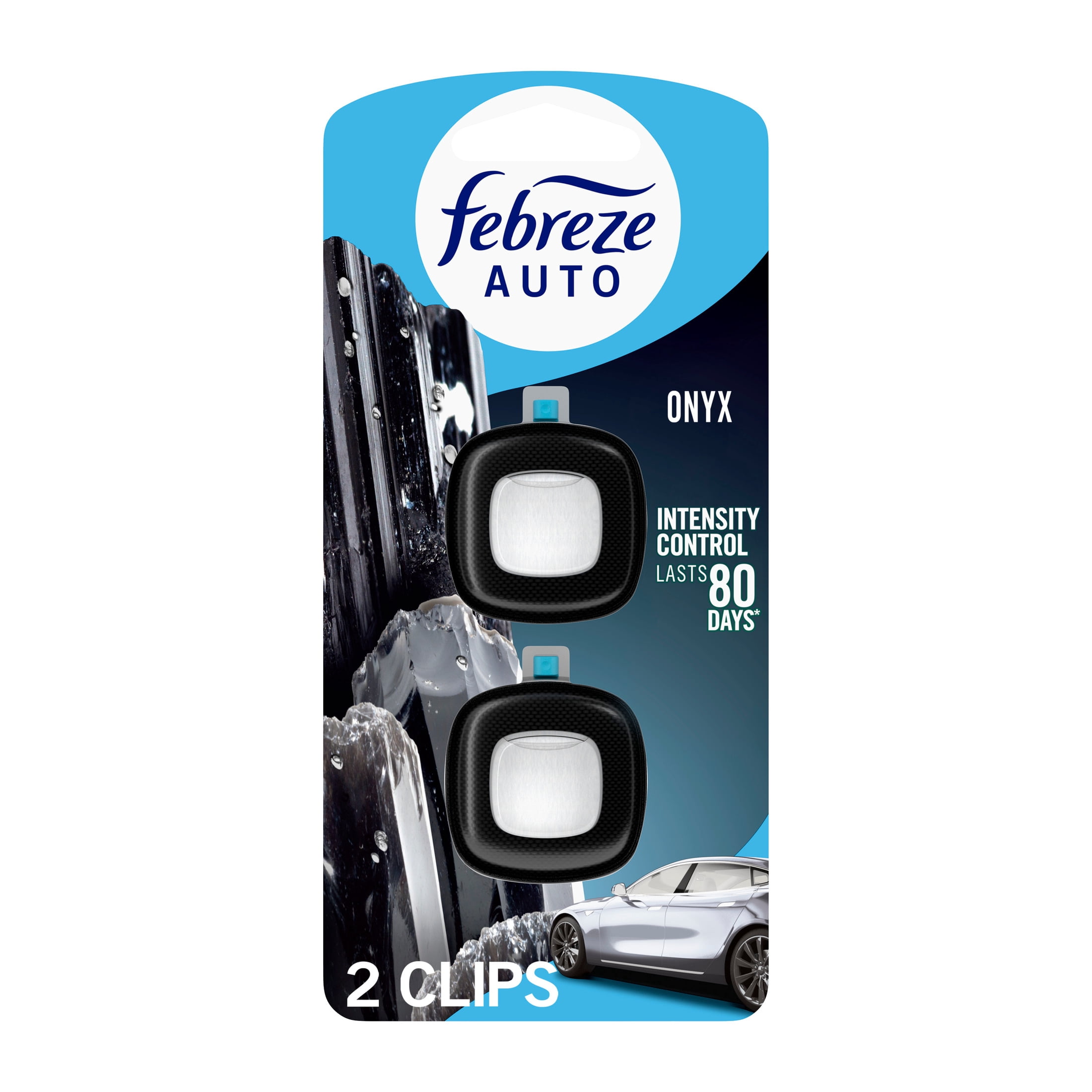 (8 pack) Febreze Odor-Fighting Auto Air Freshener, Car Vent Clip, Onyx, 2 Count