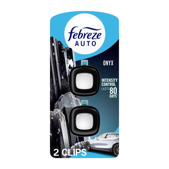 Febreze Odor-Fighting Auto Air Freshener, Car Vent Clip, Onyx, 2 Count