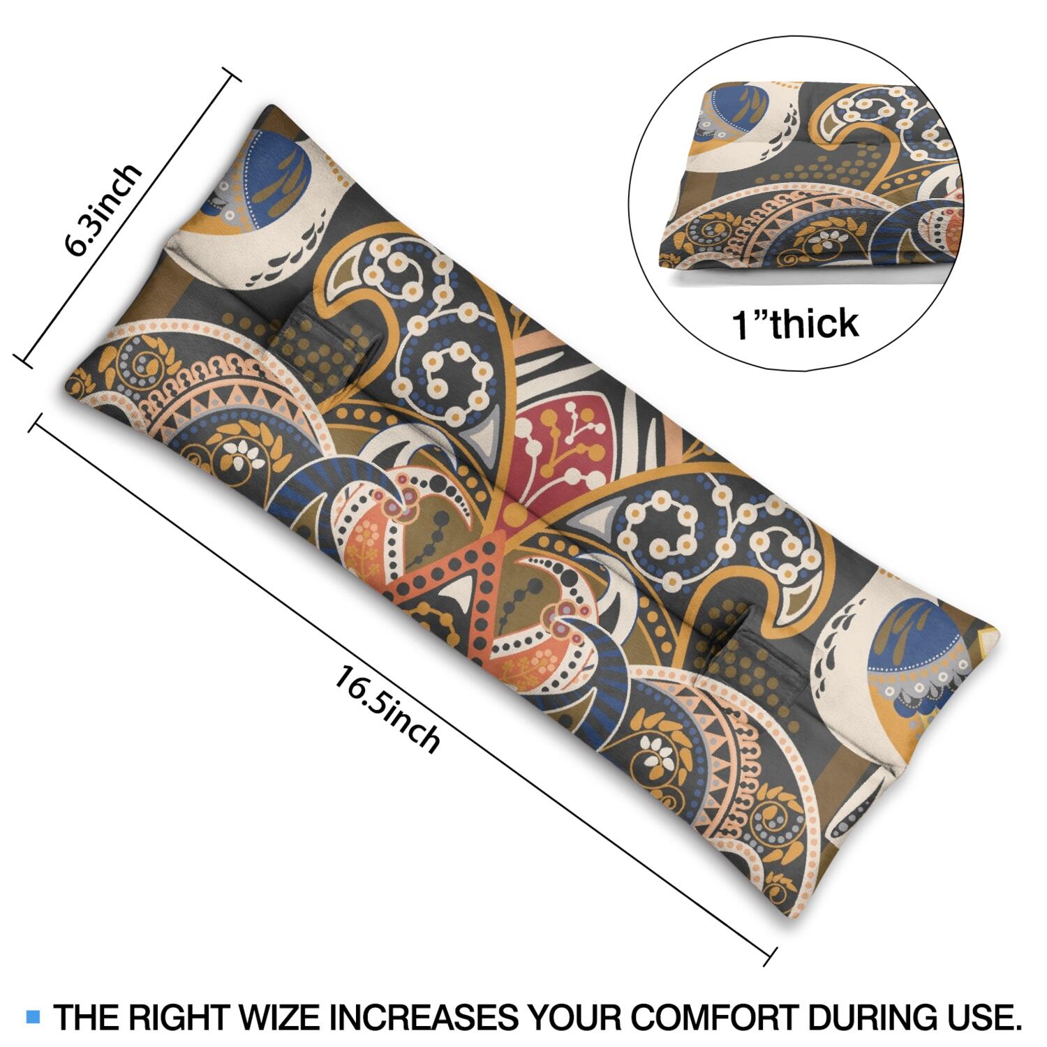 Decorative Exotic Paisley Artwork Seatbelt Pillow for Post-Surgery - Mastectomy Breast Cancer Recovery Cushion - Chic Pattern Car Travel Pillow with Secure Straps
