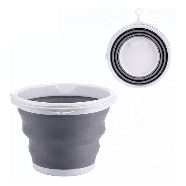 Cubeta Plegable Expandible De Silicona Guarda Fácil Moderna Xtellar gris