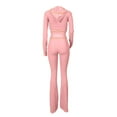 thumbnail image 4 of GILIGEGE Two Piece Sets for Women Women's 2 Piece Outfits Fall Long Sleeve Zipper Hoodie Jacket and Flared Leggings Workout Sets Sweatsuit Pink L, 4 of 7