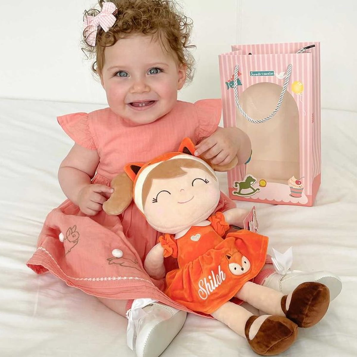 Gloveleya Fox Doll Baby Dolls Girl Gifts Soft Plush Fox Toy 14" with Gift Box