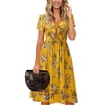 thumbnail image 6 of ZKCCNUK Women's Casual Fashion V-Neck Short Sleeve Bow Dress Summer Printing Dresses Wedding Guest Dresses for Beach Party on Clearance, 6 of 6