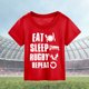 thumbnail image 2 of Gibobby Camisa&nbsp;Vaquera Camiseta de algodón de manga corta con estampado de de fútbol para niños, regalo deportivo para al fútbol americano, verano （Rojo， 3-4 Años), 2 of 3