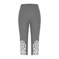 thumbnail image 5 of MLQIDK Pedal Pushers for Women Yoga Leggings Trendy Summer Elastic Waist Knee Length Comfy Leggings Dressy Casual Yoga Capris with Pockets Gray M, 5 of 6