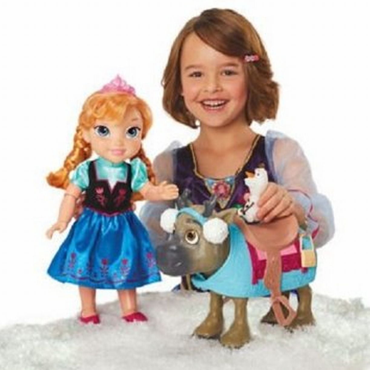 Disney Frozen Toddler Anna Doll Sven With Mini Olaf Walmart