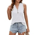 thumbnail image 2 of Summer Tops for Women Trendy Womens V Neck Button Loose Sleeveless Tank Tops, 2 of 8