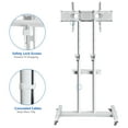 thumbnail image 4 of RTVR Tall TV Stand with Wheels for 32 to 85 inch Flat Panel TVs Tilt Floor Trolley Stand Cart, Morden White Shelf, 4 of 7