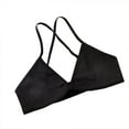 thumbnail image 2 of Njagoc3 Womens Ribbed Spaghetti Strap Bandeau Bra V Neck Wirefree Non Slip Seamless Bralette, 2 of 6