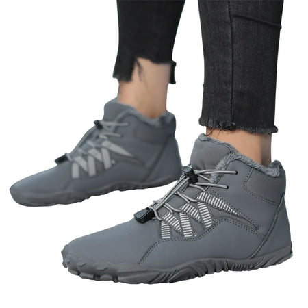 

Lhked Josdec Men Shoes Outdoor Five Finger Mountaineering Shoes Sports Plush Insulation Durable Snow Boots Fall/Winter Thickened Couple Cotton Shoes Running shoes Gray 37
