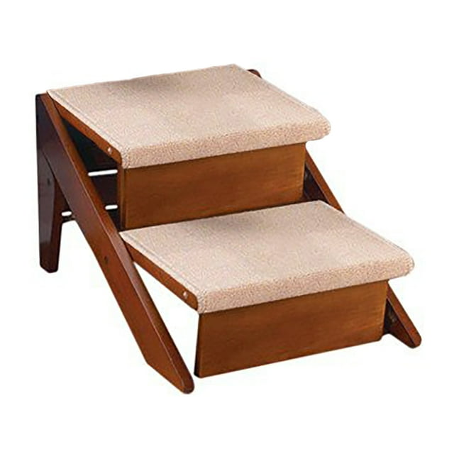 Pet Studio Convertible 13 Inch Tall Nonslip Cat Dog Pet Stair Ramp, 2 Step, Pine
