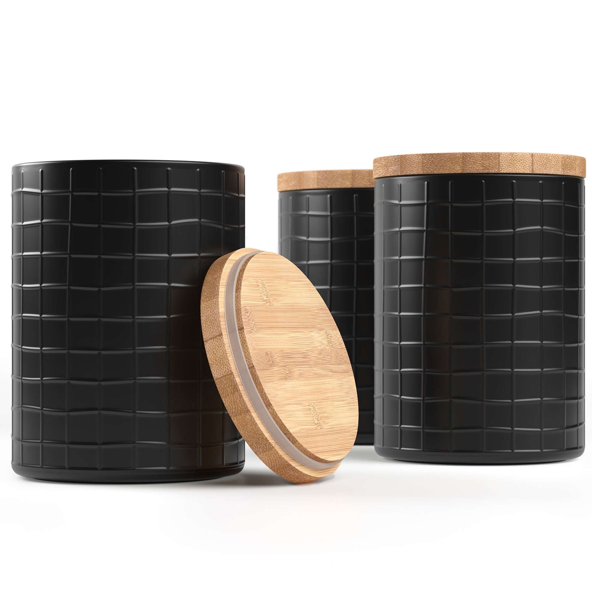 Barnyard Designs Black Canister Sets for Kitchen Counter Vintage