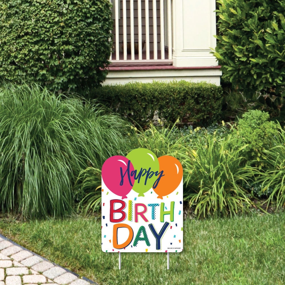 Cheerful Happy Birthday - Outdoor Lawn Sign - Colorful Birthday Party ...