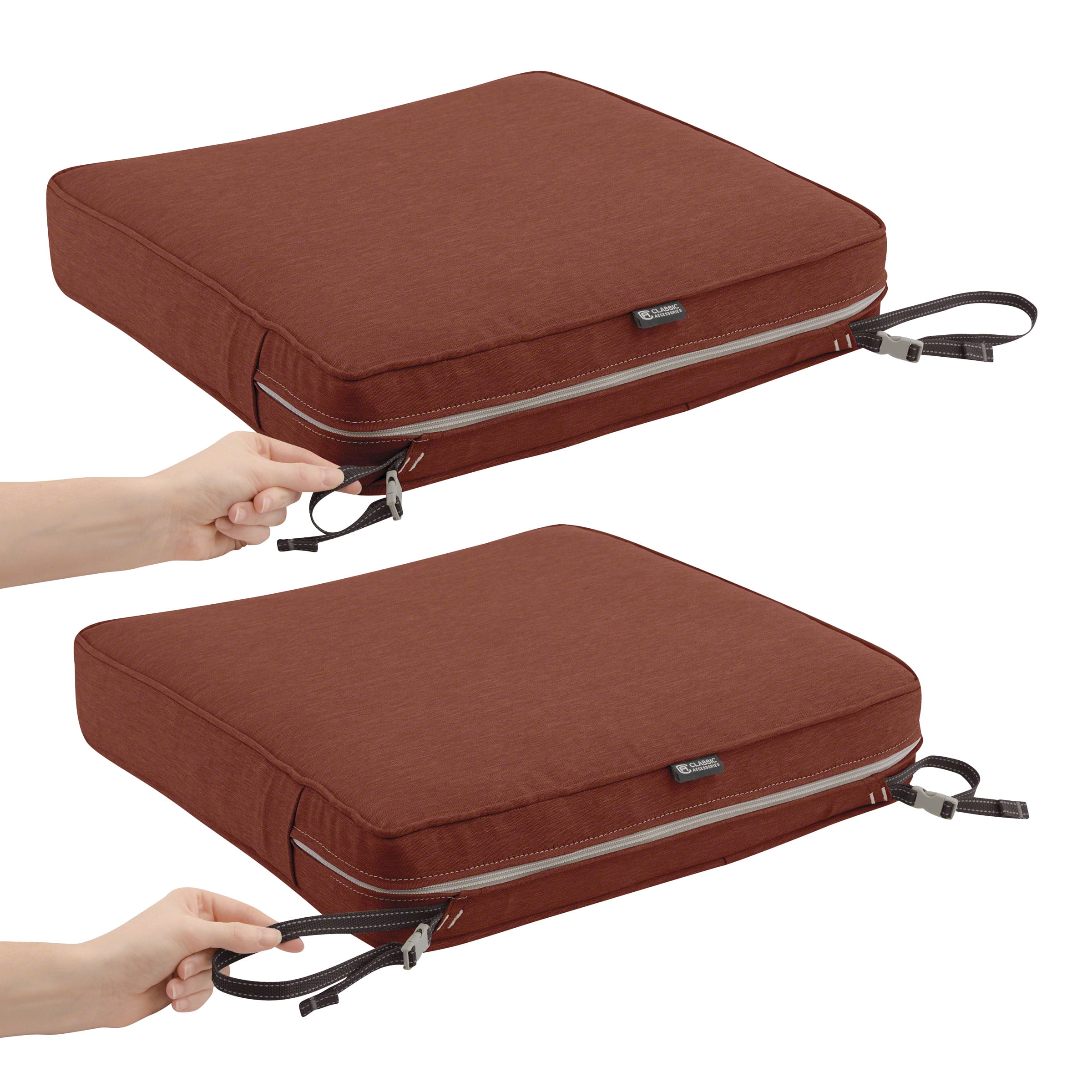 Classic Accessories Montlake FadeSafe Square Patio Dining Seat Cushion, 17"W x 17”D x 3”Thick
