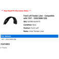 thumbnail image 2 of Front Left Fender Liner - Compatible with 1997 - 2000 BMW 528i 1998 1999, 2 of 2