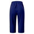 thumbnail image 5 of NinXxx Women's Elastic Waist Pure Color Blend Cropped Trousers Everyday Dark Blue L, 5 of 7