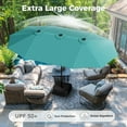 thumbnail image 3 of Alpha Joy 15ft Extra Large Outdoor Patio Double-Sided Umbrella with Solar Lights & Umbrella Base, Turquoise, 3 of 6