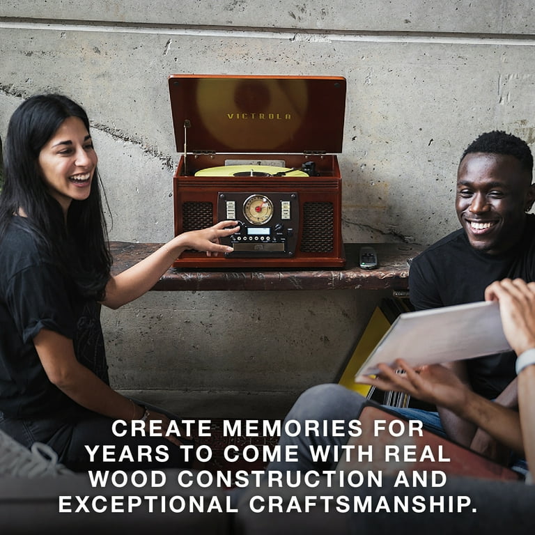 Victrola Wood 8-in-1 Nostalgic Bluetooth Record Player with USB