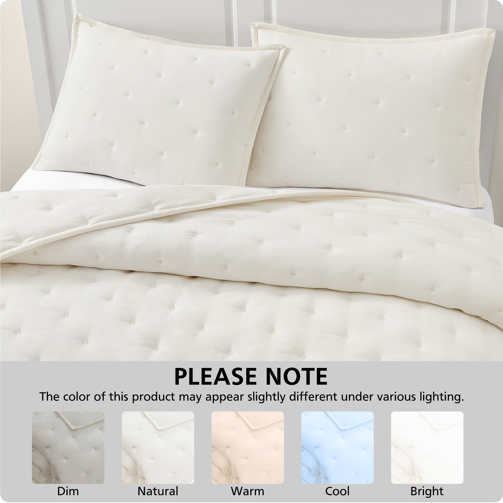 Mainstays King Comforter Set, All-Season, 3-Piece, Cream