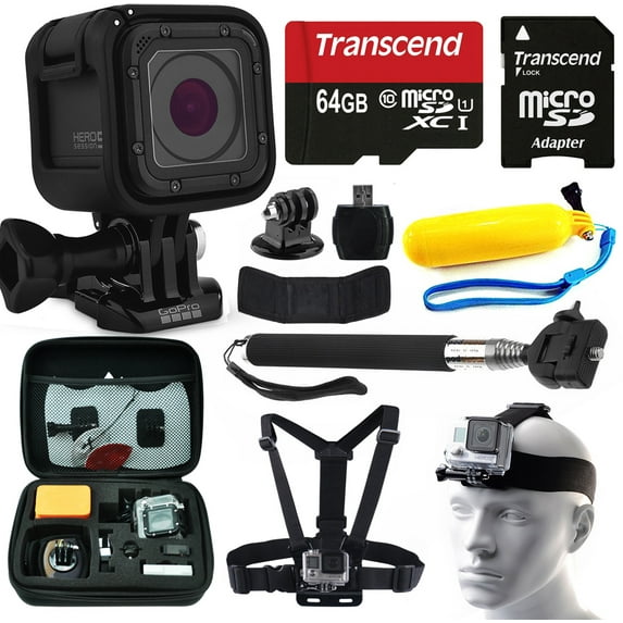 GoPro HERO5 Session HD Action Camera (CHDHS-501) with 10 Piece Accessories Bundle includes 64GB Card + Floating Handle + Card Reader + Selfie Stick + Chest/Head Strap + Travel Case + More!