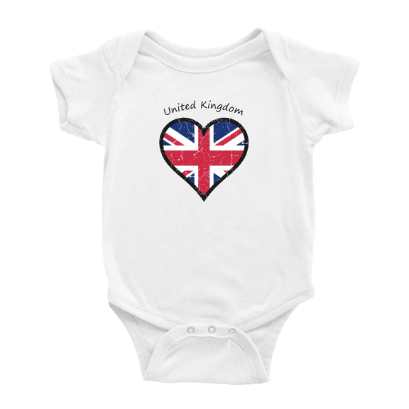 United Kingdom Heart Love Cute Baby Clothing Bodysuits Boy Girl Clothes