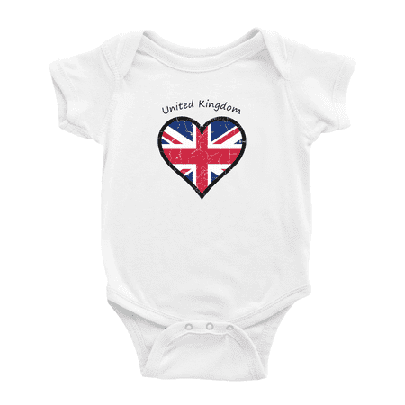 

United Kingdom Heart Love Cute Baby Clothing Bodysuits Boy Girl Clothes