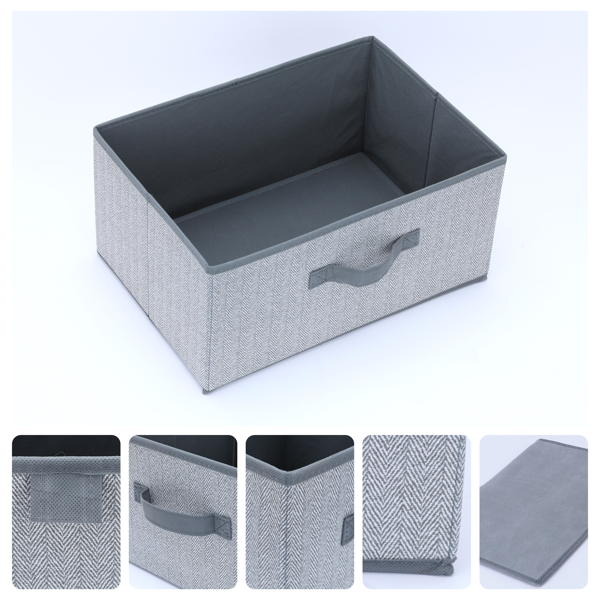 Unique Bargains Storage Cube Bin with Handles 1 Pack Collapsible Storage Basket Grey M