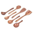 thumbnail image 4 of Wooden Spatula Spoon Set Kitchenware Utensil Nonstick Mixing Spatula Pot Spoon with Long Handle for Cooking7PCS, 4 of 14