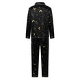 thumbnail image 6 of XIAOCHA Womens Celestial Cat Print Pajama Set Loose Long Sleeve Notched Collar Sleepwear Smooth Dreamy Pajamas Set, 6 of 9