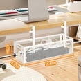 thumbnail image 5 of OFEFE Under Desk Cable Management Tray - No Drill Cable Organizer Box with Side Opening, Cord Raceway for Office & Home, Wire Storage Basket for Power Strips (15.35"x4.72", White Metal Mesh), 5 of 7