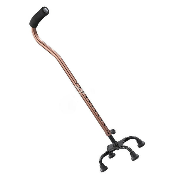 Canne de Marche Quad Portable Béquilles Canne de Marche Quad Capacité de Charge 250kg 10 Niveaux de Réglage Antidérapant Alliage d'Aluminium Béquilles avec Poignée Ergonomique Poignée Courbée