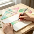thumbnail image 2 of 4 Pcs Plastic Geometry Measuring Kit, Transparent Drafting Ruler Set Including Straight Ruler, Two Triangle Rulers & Protractor, Math Marking Rulers, Clear Scale Drafting Tools for Office, 2 of 5