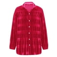 thumbnail image 4 of Spring Tops for Women Homenesgenics Velvet Tops for Women Women's Ladies V-Neck Loose Tops Casual T-Shirts Long Sleeve Blouse/Pink L, 4 of 6