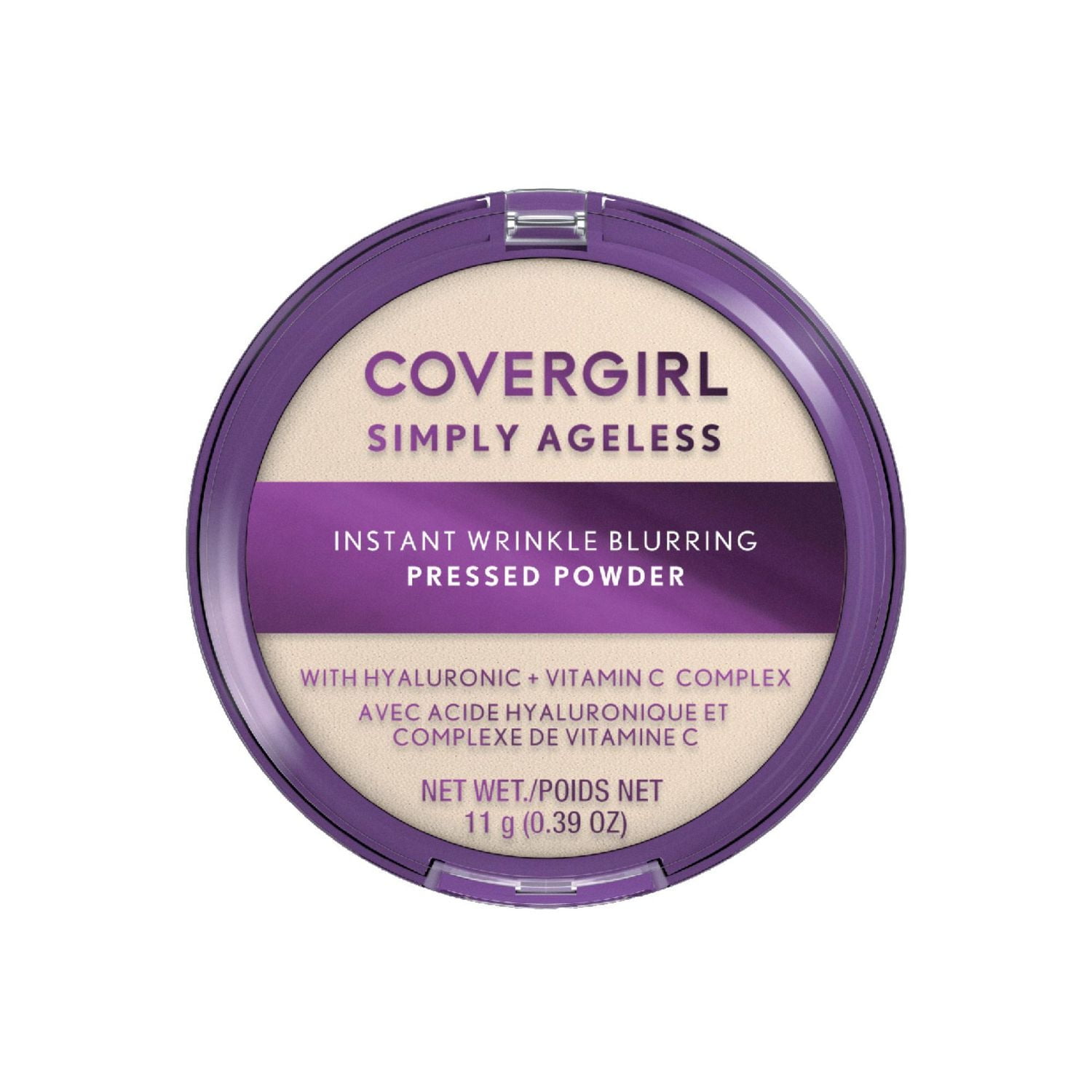 COVERGIRL - Poudre pressée Simply Ageless Instant Wrinkle Blurring, avec acide hyaluronique et vitamine C - formule hydratante, matifiante, 100% Sans Cruauté Poudre pressée crémeuse