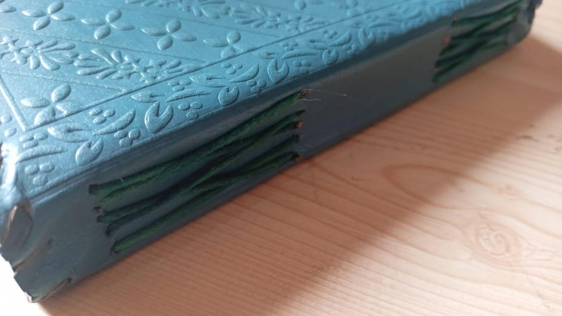Teal Leather Journal with Hand-Stitched Edging – Center Stone Inlay, C-Hook Clasp, 8x6 Inch 240 Pages Ideal for Writing, Sketching, Travel