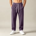 thumbnail image 2 of LODIENY Mens Double Sided Fleece Large Size (S-5XL) Pants Baggy Straight Leg Open Bottom Stretch Drawstring Heavyweight Warm Lounge Sweatpants with Pockets Purple S, 2 of 8