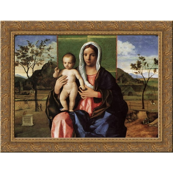 Madonna and Child 24x20 Gold Ornate Wood Framed Canvas Art by Bellini, Giovanni