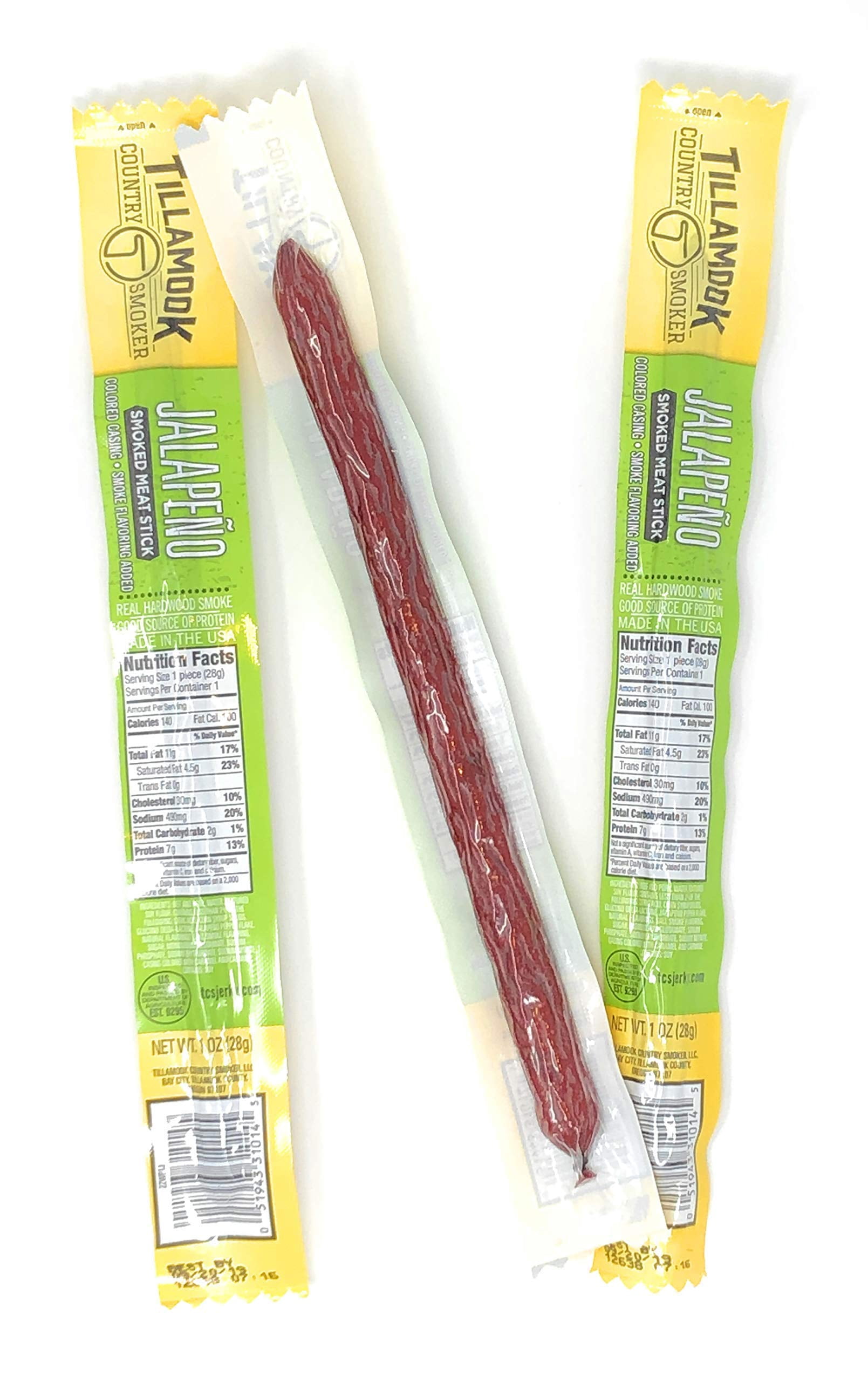 Tillamook Country Smoker Beef Jerky Jalapeno Stick 24-1oz Individually Wrapped Sticks. 1.5LBS Total Bulk
