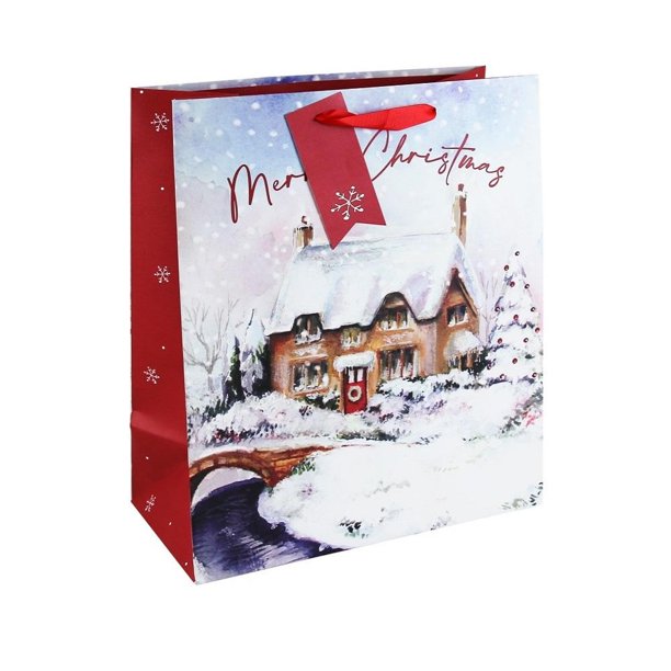 Eurowrap Traditional Scene Christmas Gift Bag (Pack of 12)