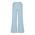 thumbnail image 6 of HAPIMO Sales Wide Leg Pants for Women Elastic High Waist Casual Comfy Pants Womens Linen Drawstring Loose Trousers Solid Color Teens Fall Fashion Outfits Blue L, 6 of 7