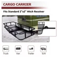 thumbnail image 4 of Kojem Hitch Cargo Carrier Rack 60"x21"x6" for 2"x2" Hitch Receiver Van SUV Truck Trailer 550lbs Folding Rear Luggage Basket Hitch Mount Cargo Rack, 4 of 11
