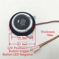thumbnail image 3 of 12 Volt Automotive Universal Ignition Switch Engine Start Button Keyless Entry Starter-, 3 of 3