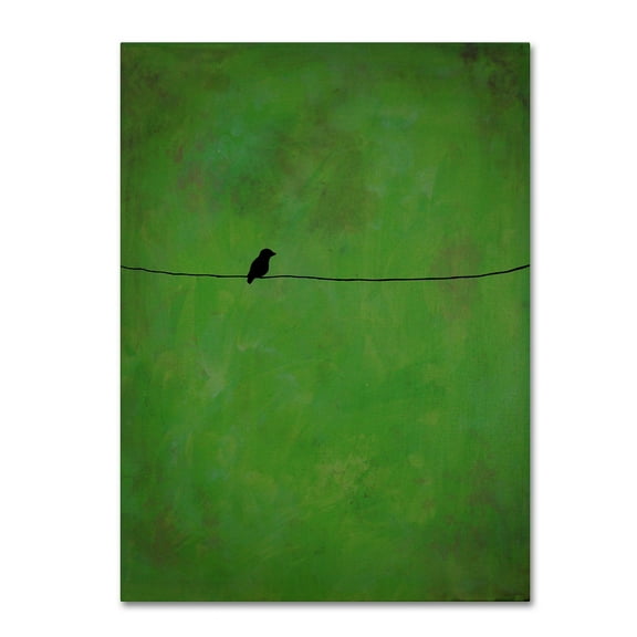 Trademark Fine Art Abstract Canvas Art ' Lone Bird Green ' by Nicole Dietz