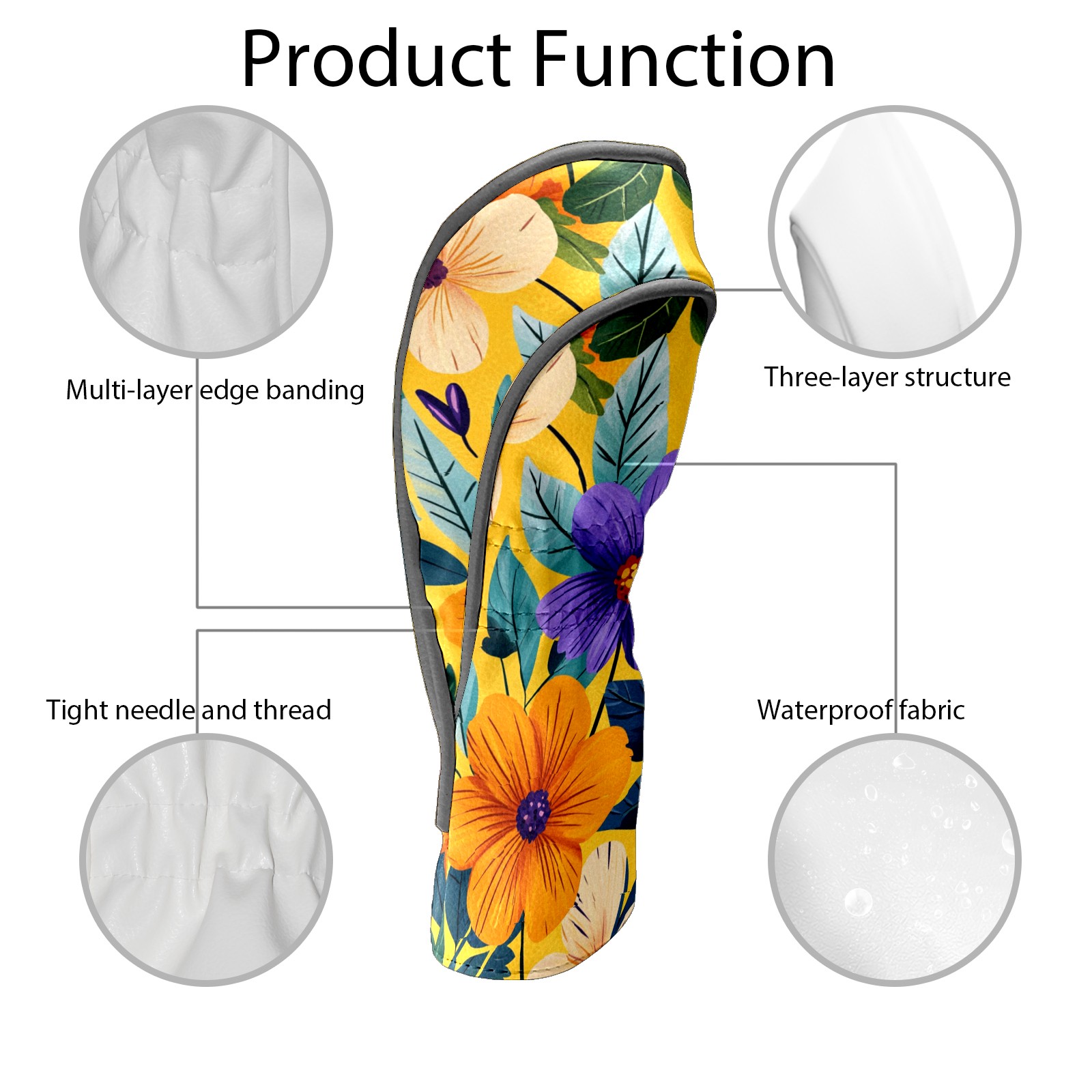 Golf Club Covers PU Leather Waterproof Head Covers for Fairway Woods Hybrids