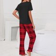 thumbnail image 4 of Conjunto de pijama de manga corta para mujer, pantalones con cierre de cordón, jersey, Top, conjunto de ropa de descanso de 2 piezas, 4 of 6