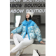 thumbnail image 3 of Chaquetas de invierno para mujer 2024, gruesas, cálidas, cortas, con cuello alto, 90 % plumón de pato blanco, chaqueta holgada con estampado retro para mujer, 3 of 5