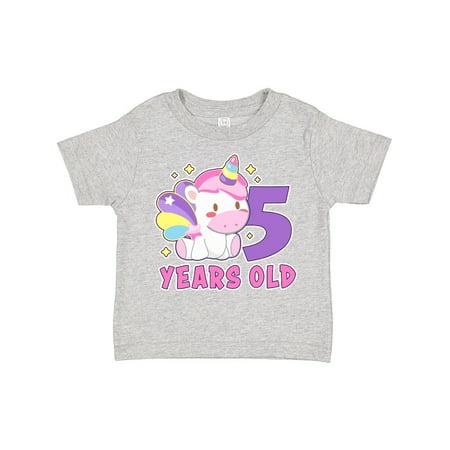 

Inktastic 5 Years Old with Cute Unicorn Birthday Gift Toddler Toddler Girl T-Shirt
