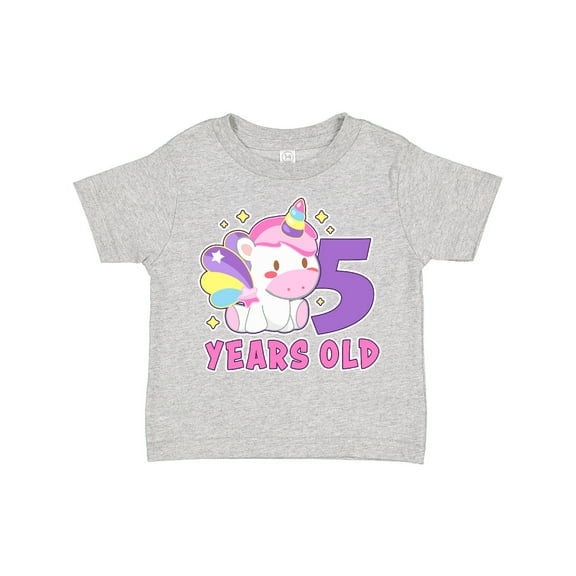 Inktastic 5 Years Old with Cute Unicorn Birthday Girls Toddler T-Shirt